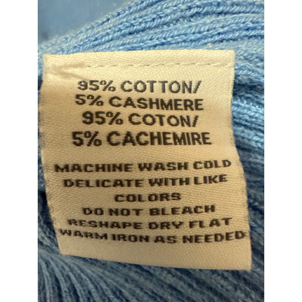 Alashan Women's Blue Cashmere Ribbed Knit Half Sleeve Ruffle Sweater Top Size S