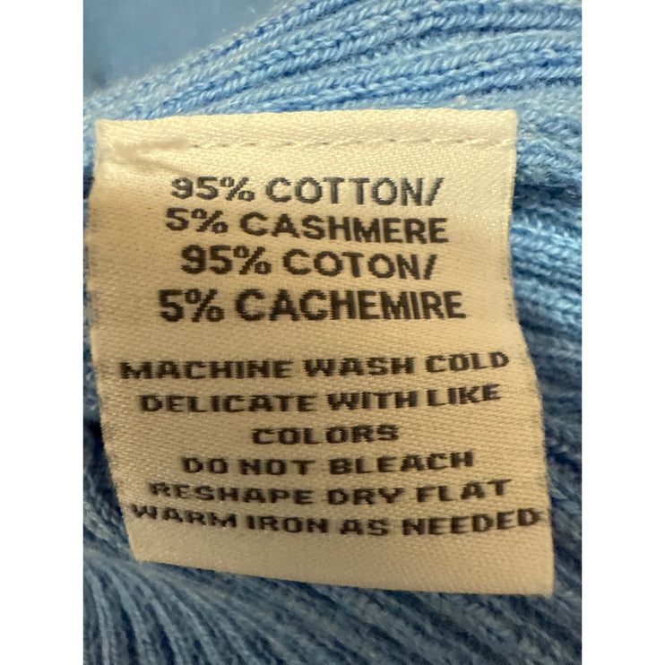 Alashan Women's Blue Cashmere Ribbed Knit Half Sleeve Ruffle Sweater Top Size S