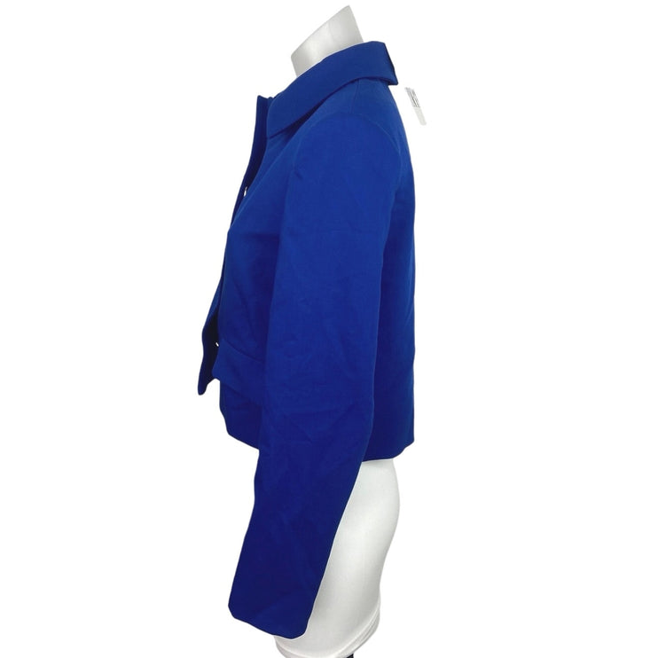 Zara NWT Cobalt Blue Collared Button Up Long Sleeve Cropped Blazer Jacket Size S