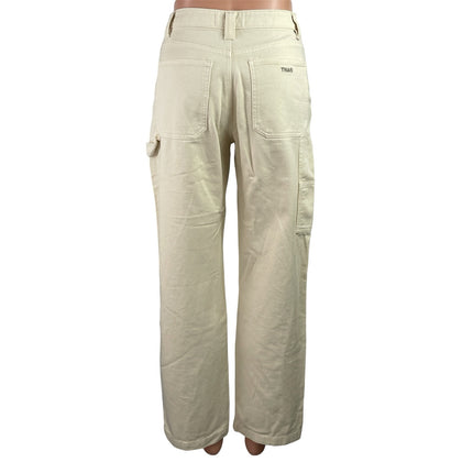 Aritzia TNA Greenwhich Cream Twill Straight High Rise Carpenter Trousers Pants 0