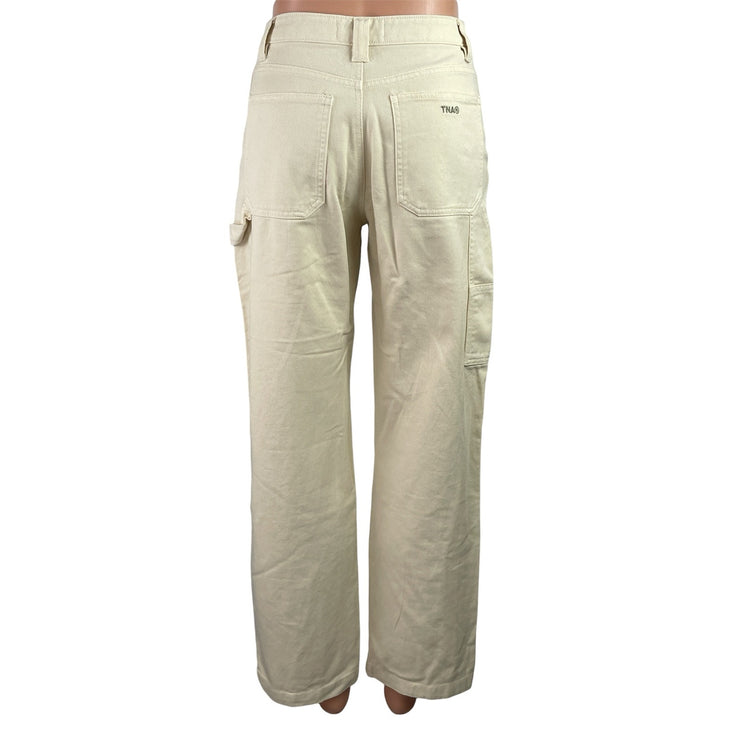 Aritzia TNA Greenwhich Cream Twill Straight High Rise Carpenter Trousers Pants 0