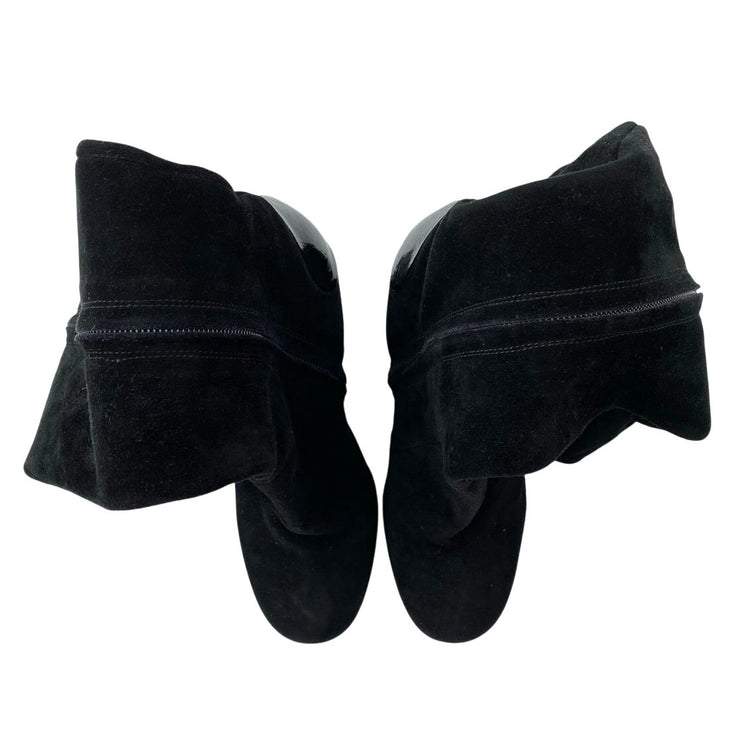 Roberto Del Carlo Women's Black Suede Leather Round Toe Zip Up Tall Boots Size 6