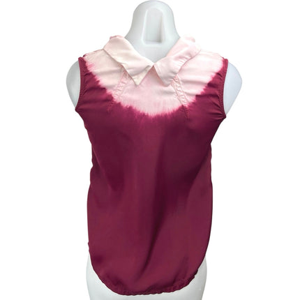 Women's Purple Tie Dye Sleeveless Button Down Collar Shirt Tank Top Size 40 US 8