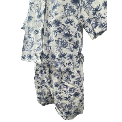 NEW Abercrombie & Fitch Blue Tropical Button Up Shirt Shorts 2 Pc Set Size S