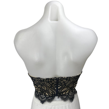 Superdown Black Cream Lace Floral Sleeveless Strapless Blouse Crop Top Size XXS