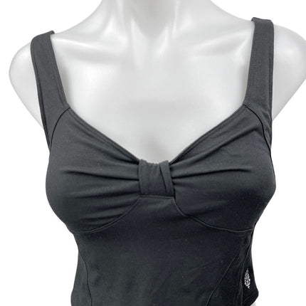 Free People Kindred Black Sleeveless Ruched Knot Cutouts Bustier Crop Tank Top S