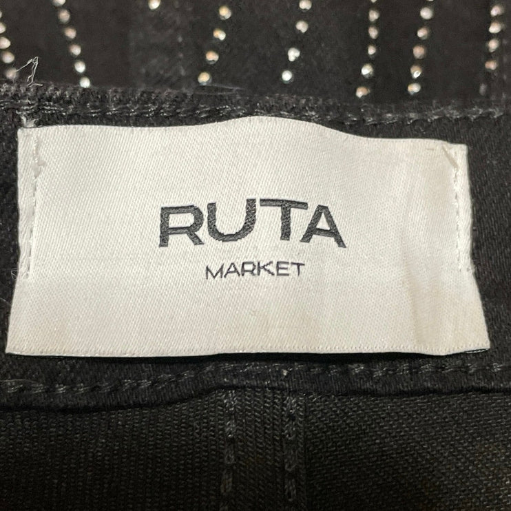RUTA Market Women's Black Rhinestone Cut Off Raw Hem Bermuda Shorts Size 6