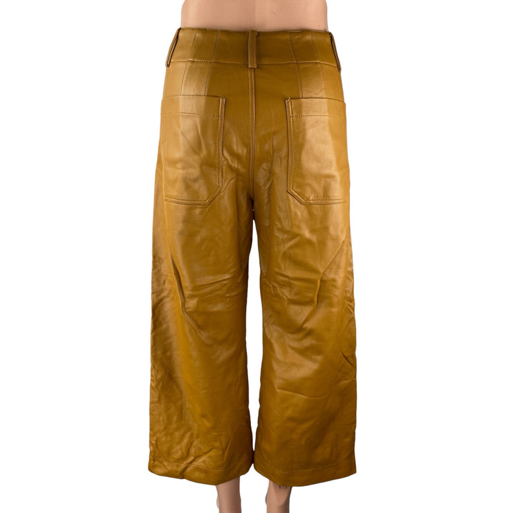 Anthropologie Maeve Colette Faux Vegan Leather High Rise Wide Trousers Pants 26