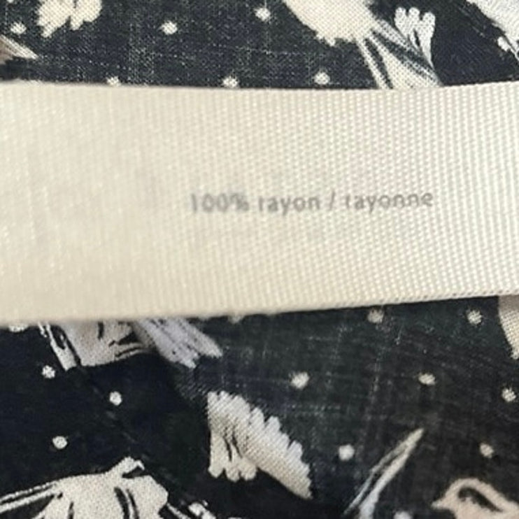 Aeropostale Black Animal Bird Print Long Sleeve Crop Shirt Blouse Top Size S