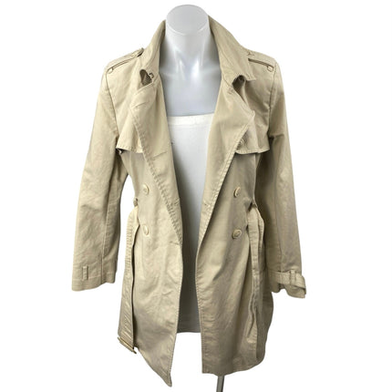 Tommy Hilfiger Women's Khaki Double Breasted Tie Waist Trench Coat Jacket Size M