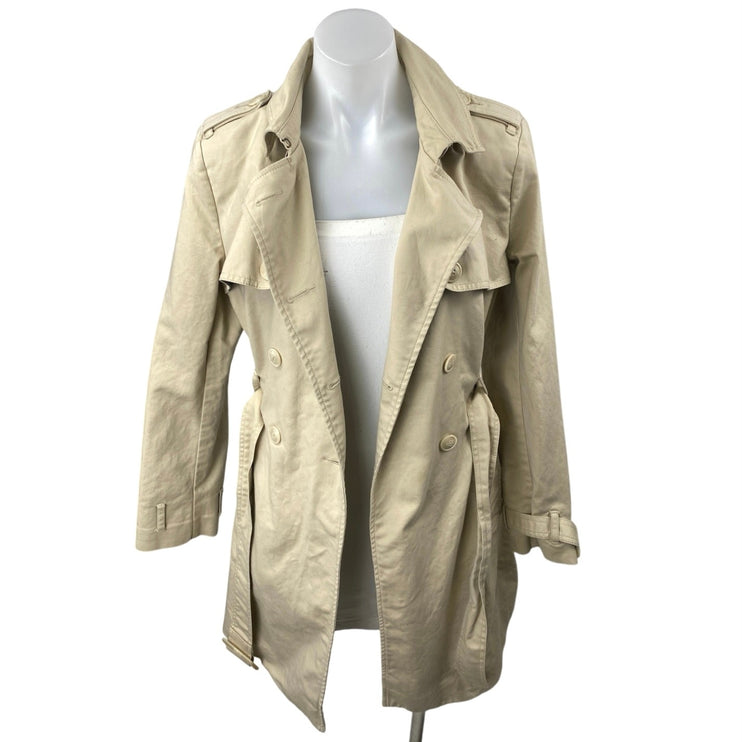 Tommy Hilfiger Women's Khaki Double Breasted Tie Waist Trench Coat Jacket Size M