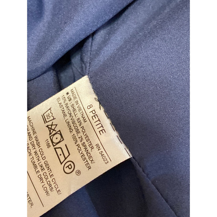 Banana Republic Women's Blue Gray Plaid Check Midi Straight Pencil Skirt Size 8P