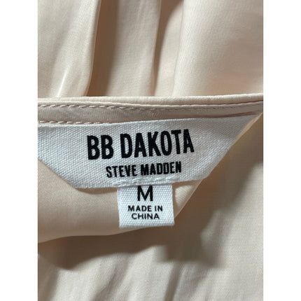 BB Dakota Steve Madden Cream Half Sleeve V Neck Button Front Blouse Top Size M