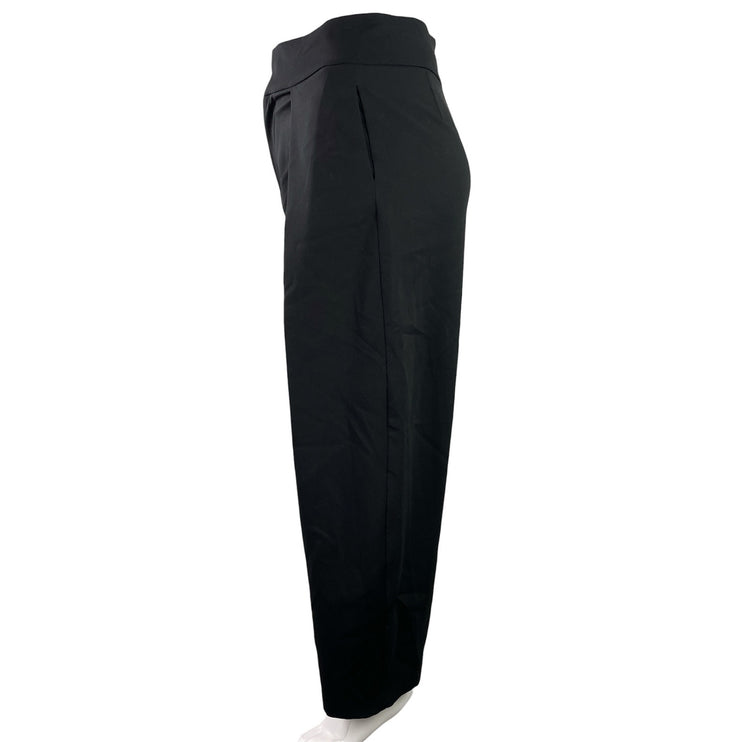 Zara Women's Black Switch Flip Pleated High Rise Wide Leg Trouser Pants Size XL