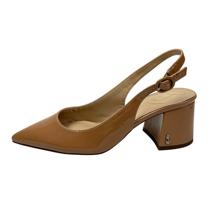Sam Edelman Petra Women's Tan Pointed Patent Leather Pump Slingback Heels Size 7