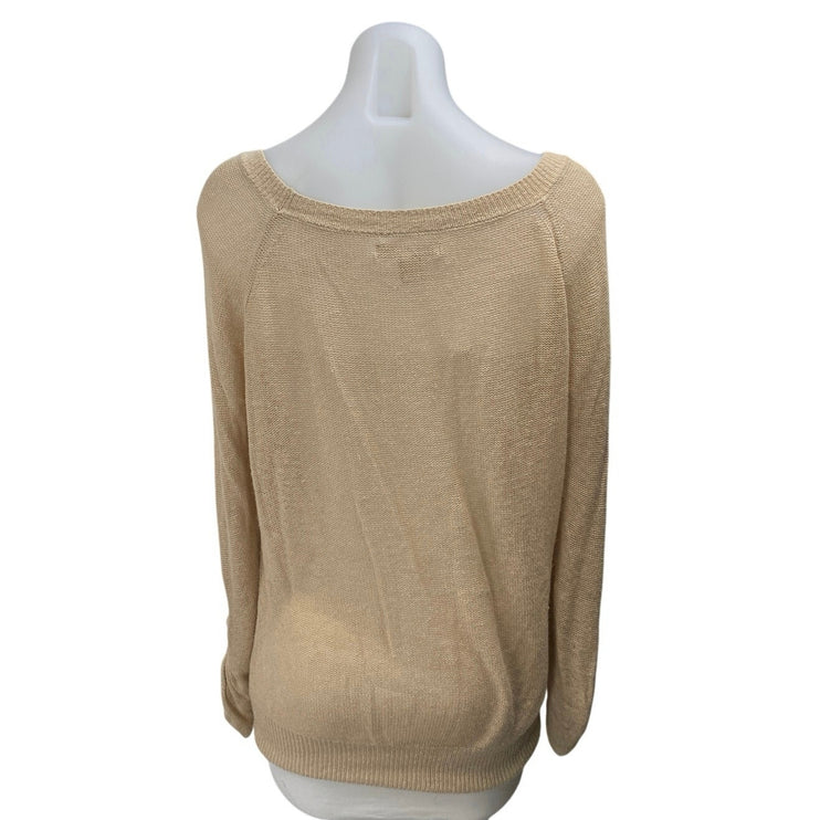 Banana Republic Women's Brown Boatneck Long Sleeve Sheer Open Knit Sweater Top S