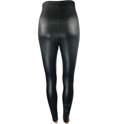 Commando Women's Black Faux Leather Vegan High Waisted Leggings Pants Size S