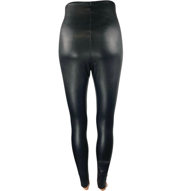 Commando Women's Black Faux Leather Vegan High Waisted Leggings Pants Size S