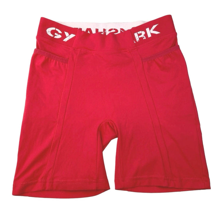 Gymshark Red Spell Out Waistband Elastic Pull On Low Rise Bike Short Size S