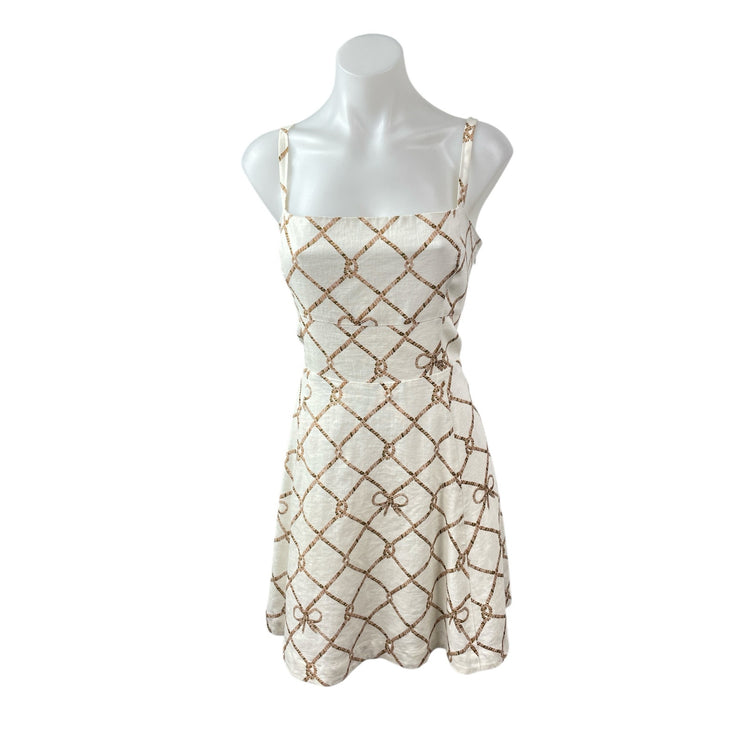 Hill House Home The Margot White Knot Linen Sleeveless Fit & Flare Mini Dress XL