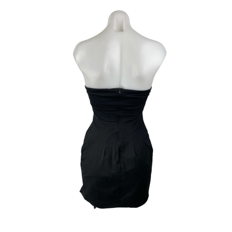 By The Way Black Strapless Tube Bandeau Slit Sleeveless Mini Bodycon Dress Sz S