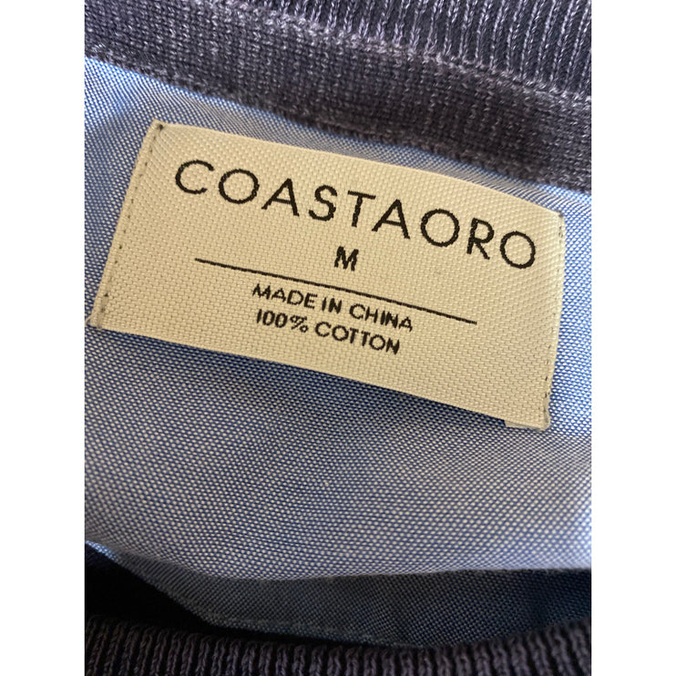 Coastaoro Men's Black Long Sleeve Crew Neck Knit Sweatshirt Sweater Top Size M