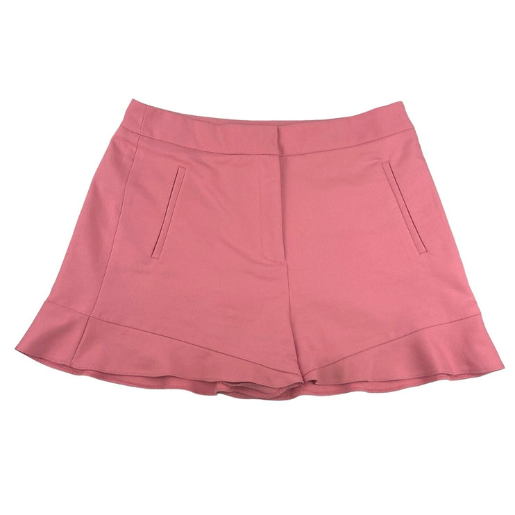 Zara Basic Pink Pocket High Rise Stretch Chic Ruffle Hem Flare Short Size M