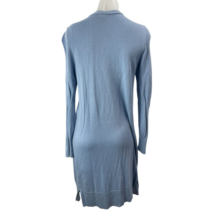 Halogen Women's Blue Long Sleeve Open Pocket Longline Cardigan Sweater Top XS