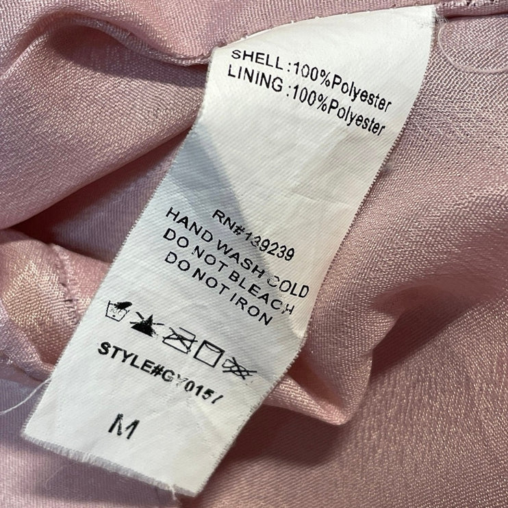 Farrow Womens Pink Long Sleeve Tie Knot Front Back Zip Mini Skater Dress Size M