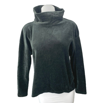 Banana Republic Black Velvet Velour Long Sleeve Turtleneck Sweater Top Size M
