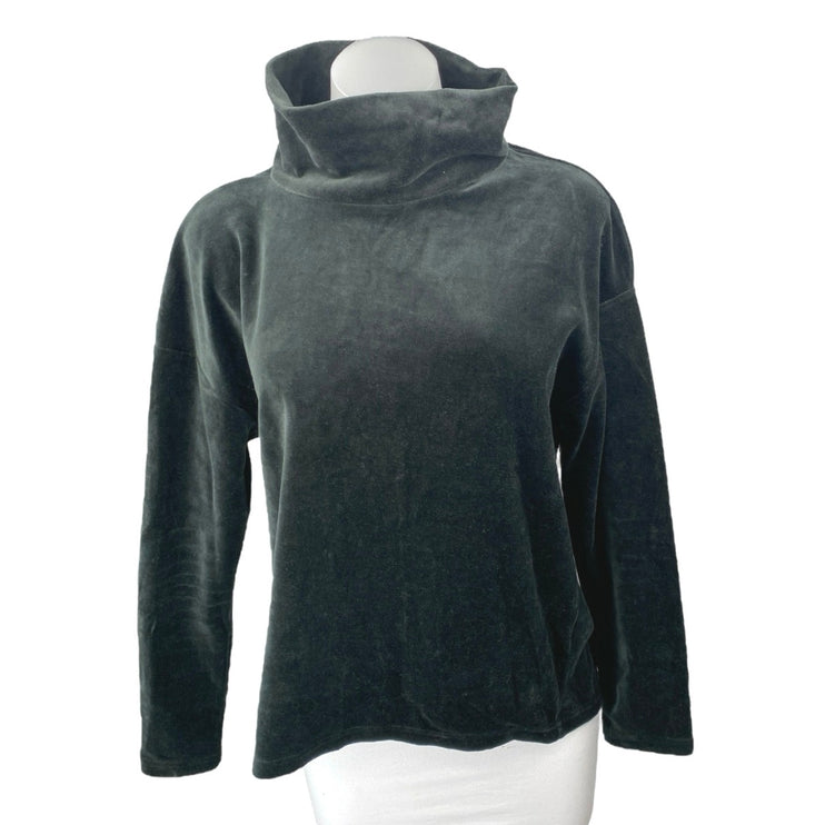 Banana Republic Black Velvet Velour Long Sleeve Turtleneck Sweater Top Size M
