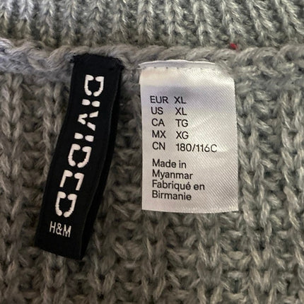 H&M Women's Gray Ribbed Knit Long Sleeve Button Down Cardigan Sweater Top Sz XL