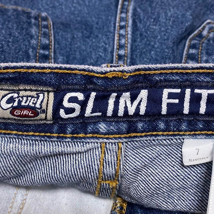 Cruel Girl Blue Slim Fit High Waist Frayed Raw Hem Cut Off Denim Jeans Shorts 7