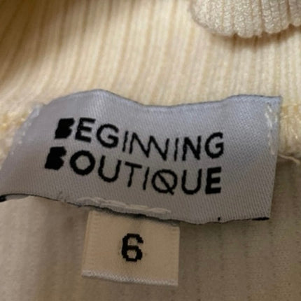 Beginning Boutique Cream Ribbed Knit Long Sleeve Cutout Sweater Crop Top Size 6