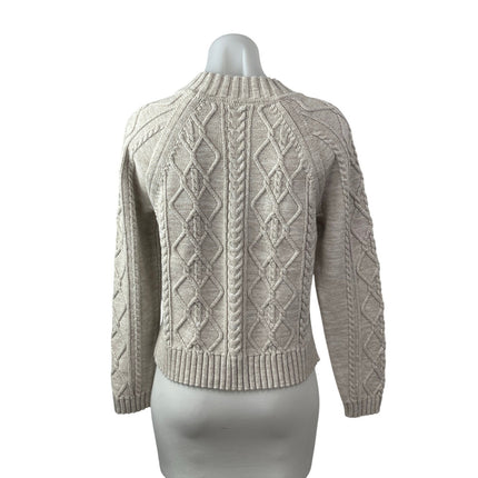 Gap Women's Beige Argyle Cable Knit Long Sleeve Crew Neck Sweater Top Size M
