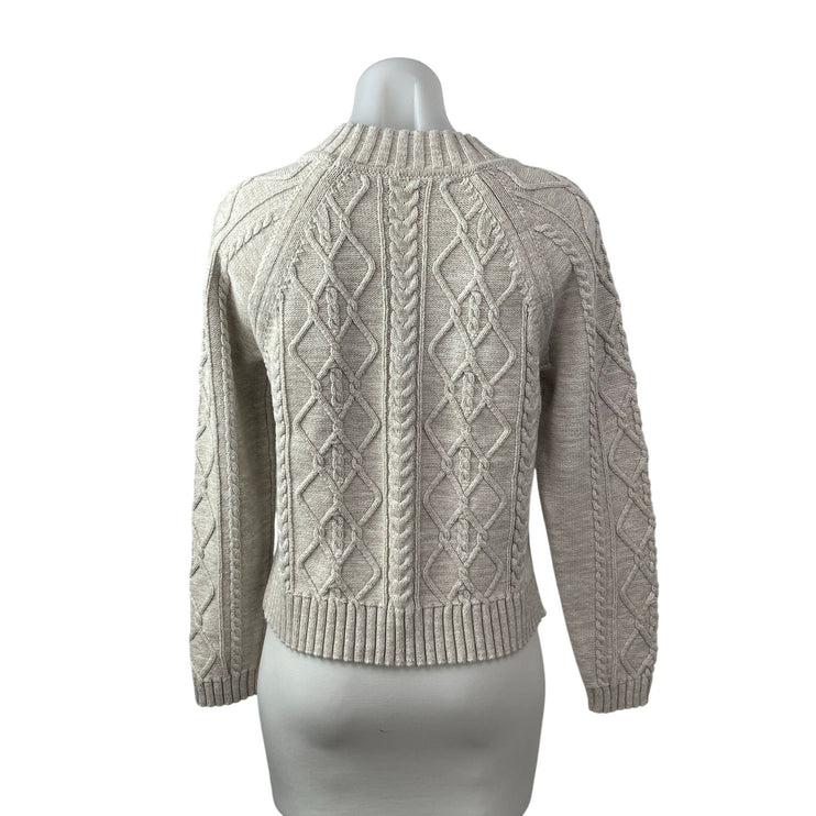 Gap Women's Beige Argyle Cable Knit Long Sleeve Crew Neck Sweater Top Size M