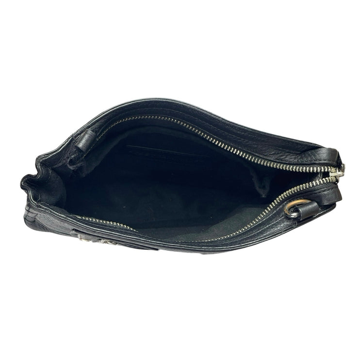 Rebecca Minkoff Darren Black Pebbled Leather Zip Purse Handbag Crossbody Bag OS