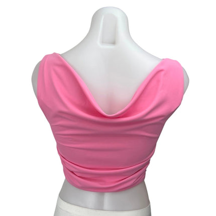 Zara Women's Pink Sleeveless Cowl Neck Draped Cami Camisole Tank Crop Top Size S