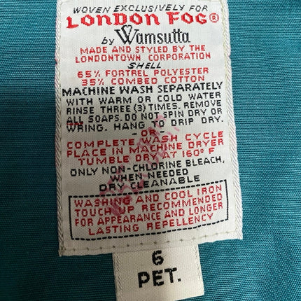 London Fog Women's Blue Green Collared Button Down Long Sleeve Overcoat Jacket 6