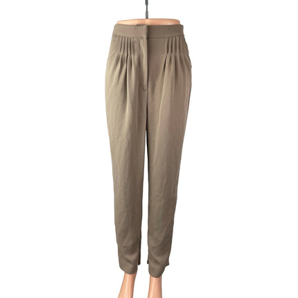 C/Meo Collective Women Tan Beige Pleated High Rise Tapered Trousers Pants Size S