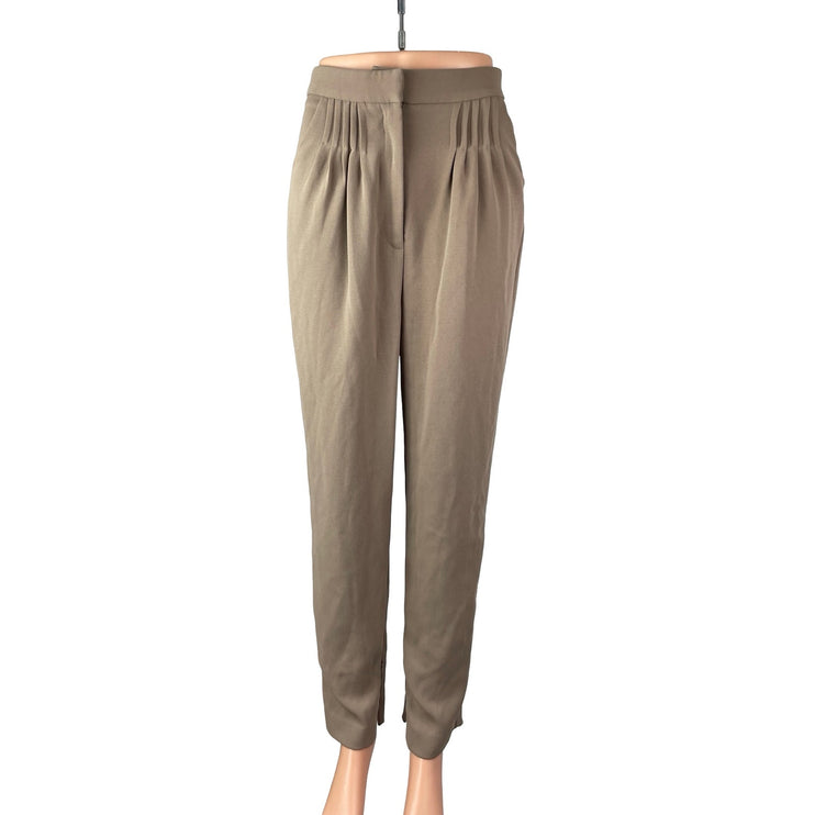 C/Meo Collective Women Tan Beige Pleated High Rise Tapered Trousers Pants Size S