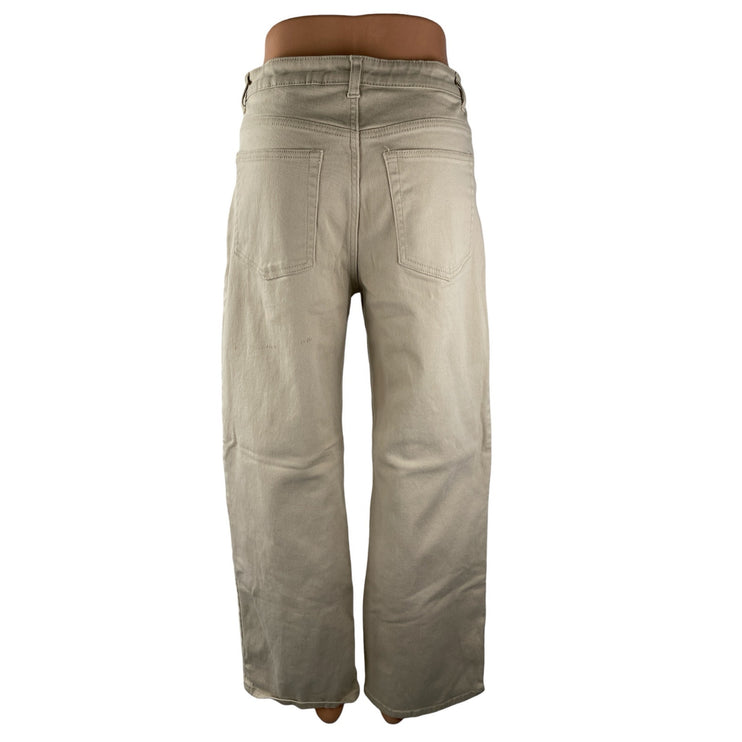 H&M Divided Women's Khaki Beige High Rise Wide Leg Barrel Trousers Pants Size 8