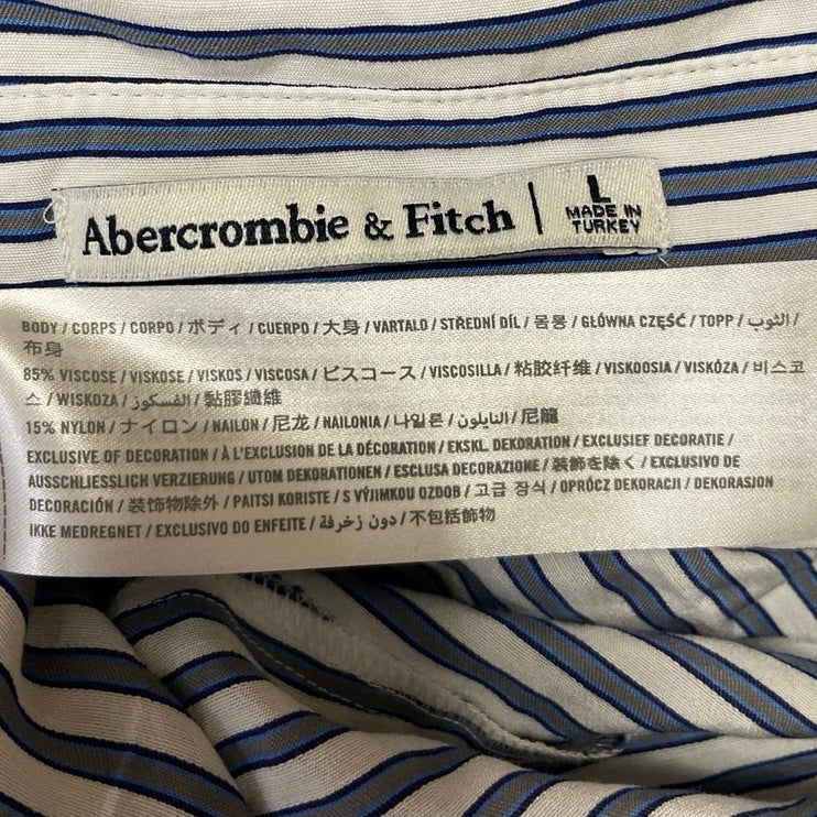 Abercrombie & Fitch Blue White Long Sleeves Striped Button Down Shirt Top Size L