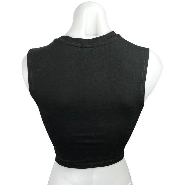 Zara Black Sleeveless Round Neck Knit Pullover Casual Cropped Tank Top Size S