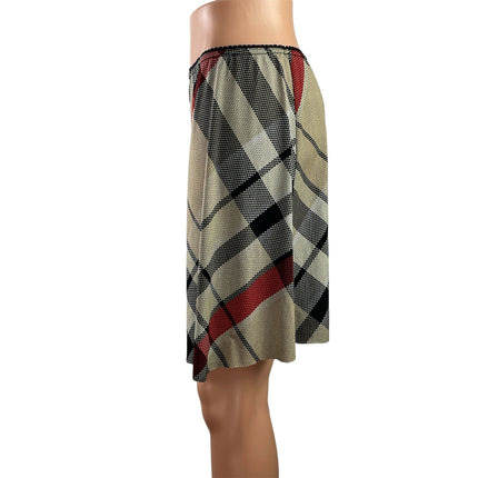 Wrapper Womens Multicolor Check Plaid Raw Hem Y2k Mini A-line Skirt Size L