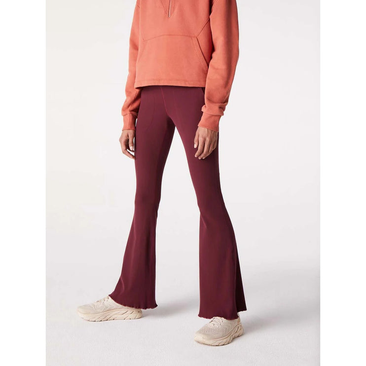 Outdoor Voices Superform Women's Red Maroon Ribbed Knit Bootcut Flared Pants S