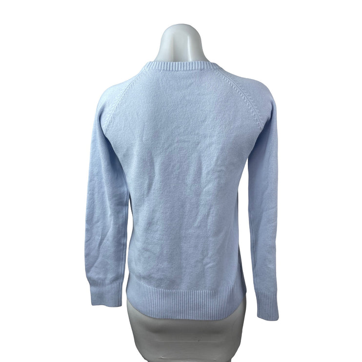 French Connection Women's Blue Crew Neck Knit Long Sleeve Sweater Top Size M