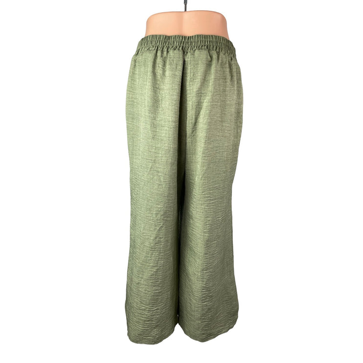 Wren Women's Green High Waisted Pleated Wide Leg Baggy Trousers Pants Size M