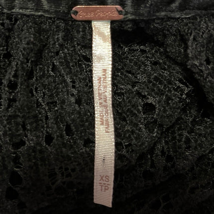 Free People Black Lace Floral Embroidery Keyhole Long Sleeve Mini Shift Dress XS