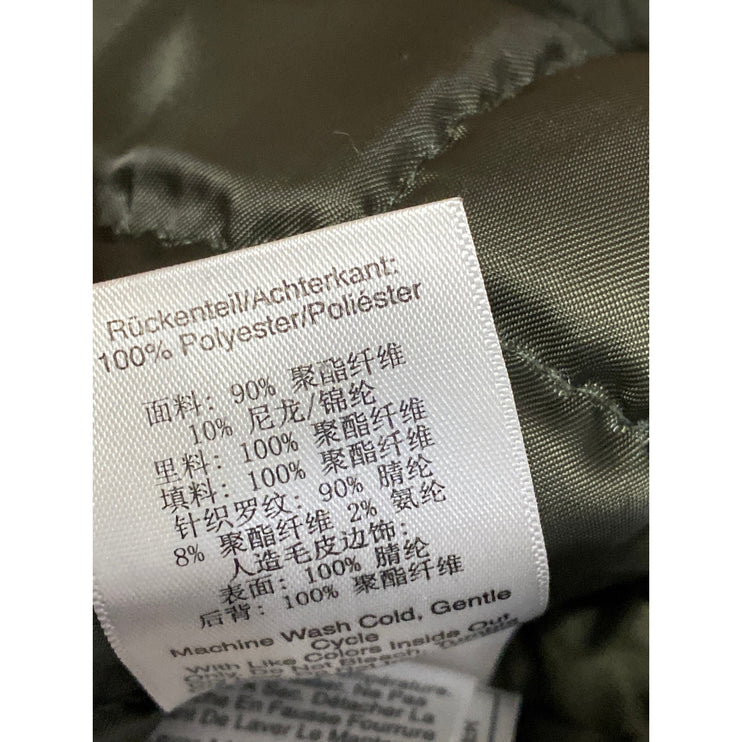 DKNY Women's Green Fleece Collar Full Zip Utility Military Parka Coat Jacket XS